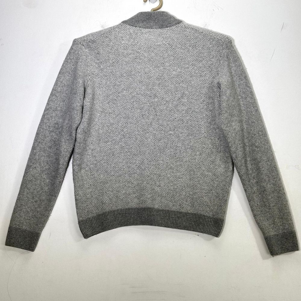 Bugatchi Solid Wool/Cashmere Quarter Zip Sweater Gray made Italy size Large - Picture 2 of 7